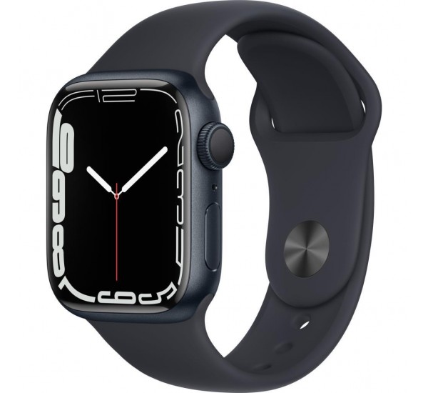 Apple Watch Seri 7 Gps, 41MM Siyah Alüminyum Kasa ve Siyah Spor Kordon - Regular MKMX3TU/A