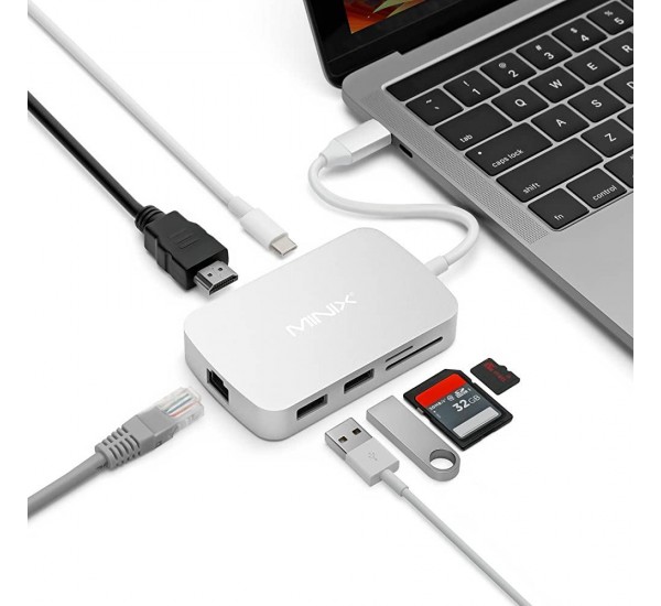 Minix Usb-C Gigabit Ethernetli Adaptör/Çoklayıcı Gümüş