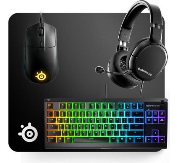 Steelseries Glow Up Bundle Arctis 1 - Rival 3 - Apex 3 Tkl - Qck+ 4'lü Set Siyah